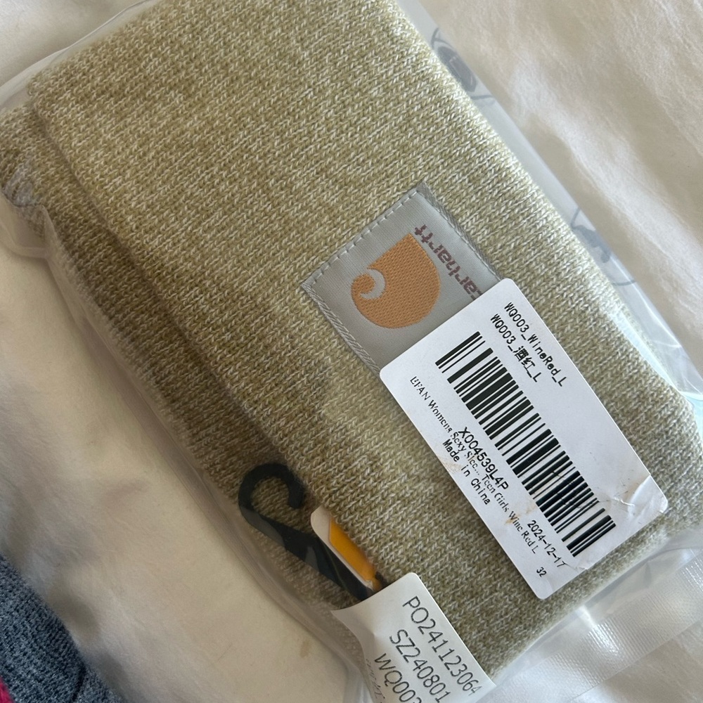 Carhartt Unisex Flaxseed Oat Milk Marl Acrylic Knit Beanie Hat - Picture 4 of 5